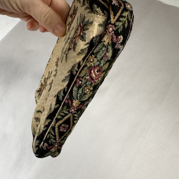 Vintage Tapestry Floral Clutch Evening Bag Kiss Lock Chain‎ Strap - Picture 6 of 7